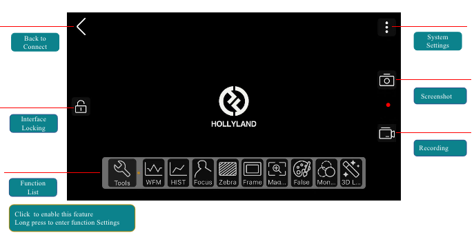 hollyview app interface