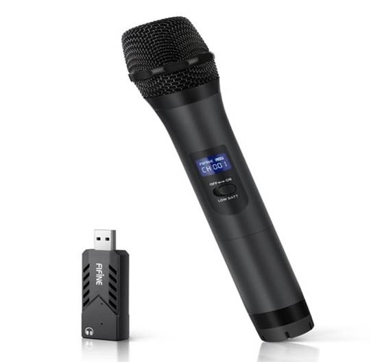 Fifine UHF Wireless Dynamic Vocal Microphone, with USB Receiver for PC Computer and Laptop (K026)