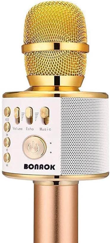 BONAOK WIRELESS BLUETOOTH KARAOKE MICROPHONE, 3-IN-1 PORTABLE HANDHELD MIC SPEAKER MACHINE 