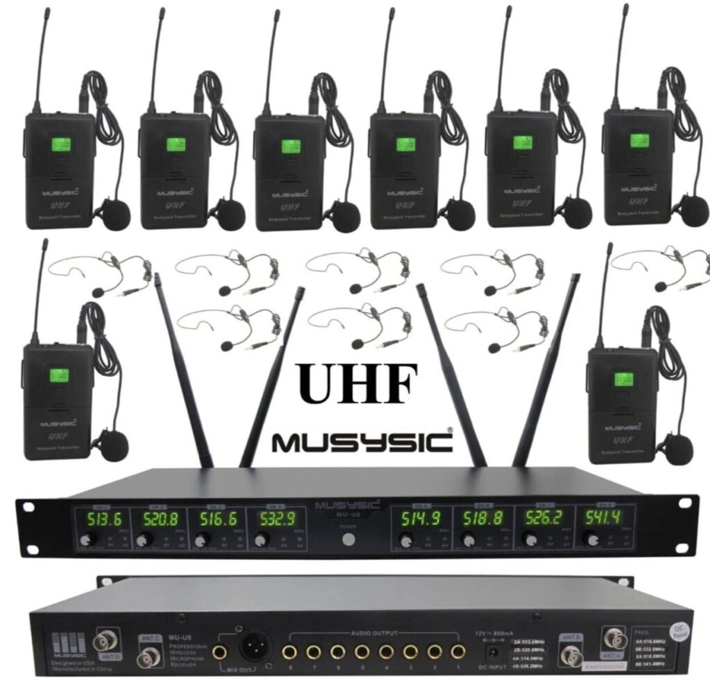 MUSYSIC 8 Channel Professional Wireless Microphone System
