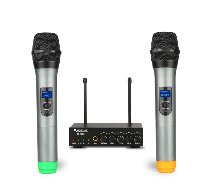 Fifine UHF Dual Channel Wireless Handheld Microphone for Gaming