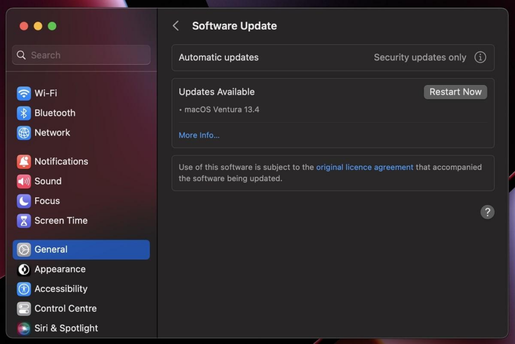 install the macos update