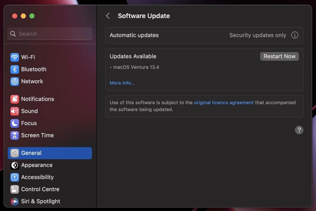 install the macos update