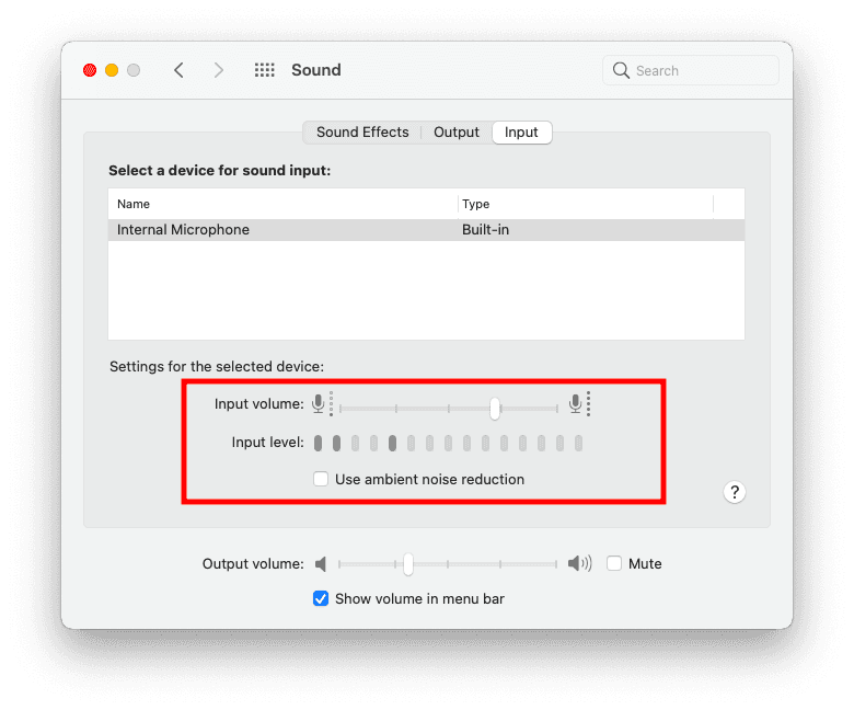 choose input volume