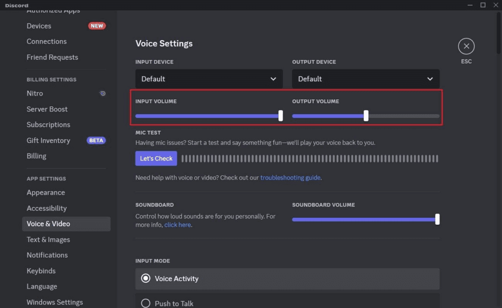 change the input and output volume