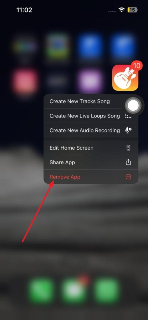 tap on remove app