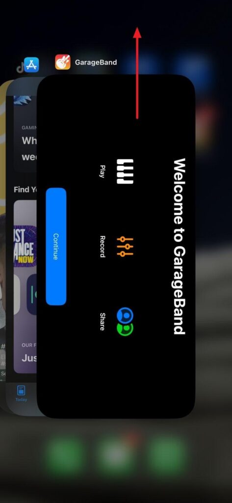 swipe up garageband app