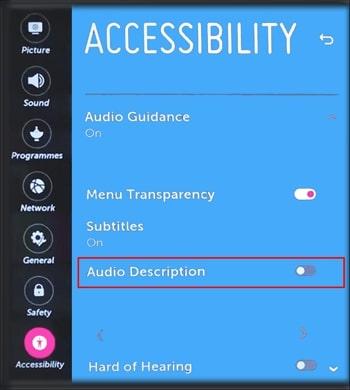 disable audio description feature