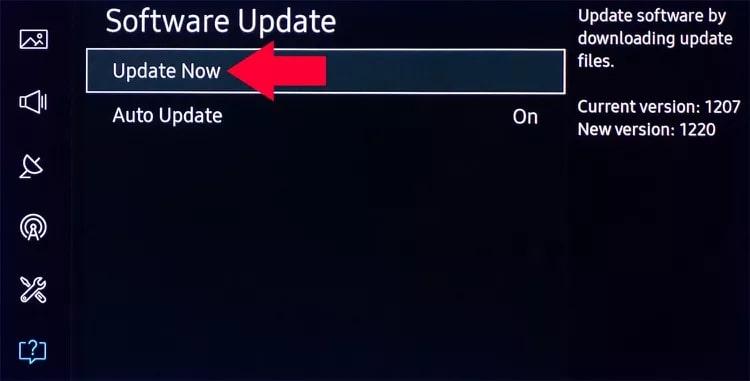 tap on update now