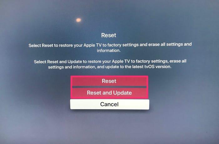 press the reset option