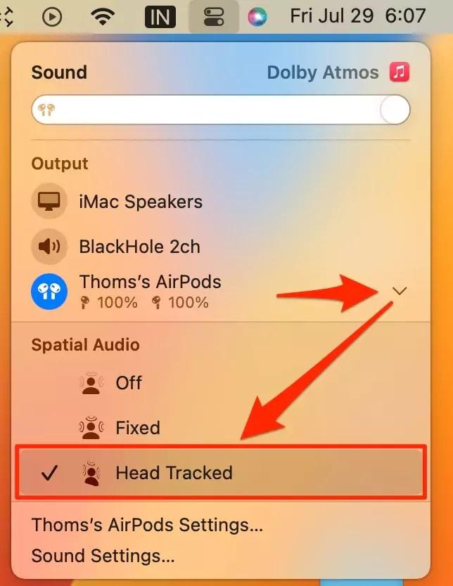 turn on mac spatial audio