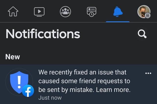 facebook message on unwanted requests error