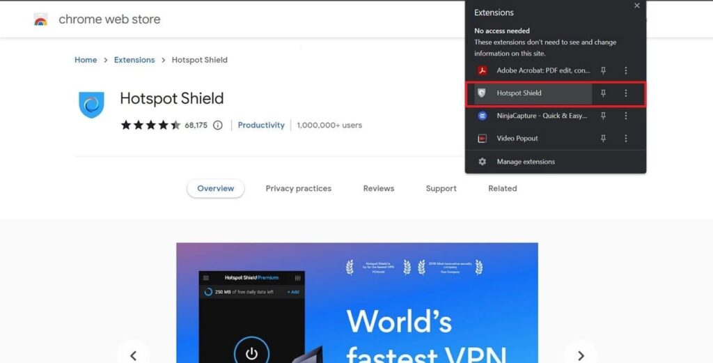 choose hotspot shield extension