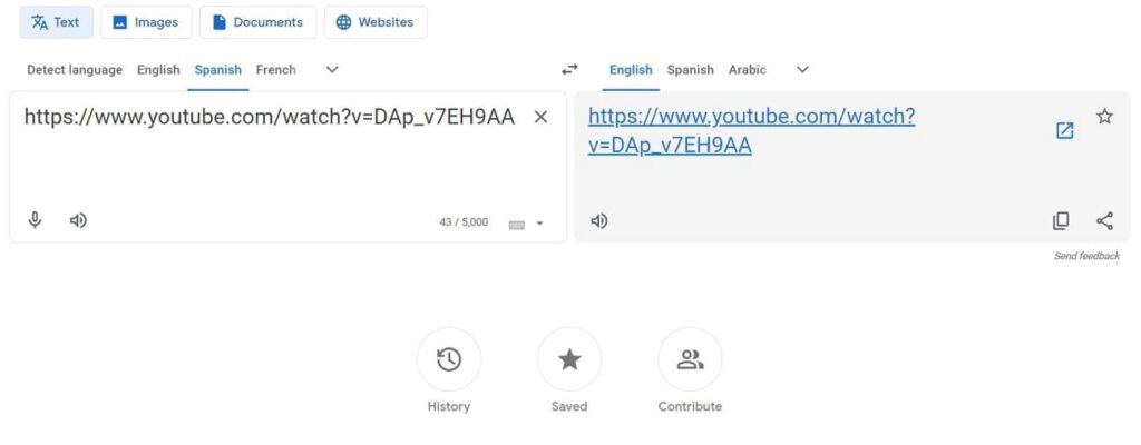 translate the youtube url