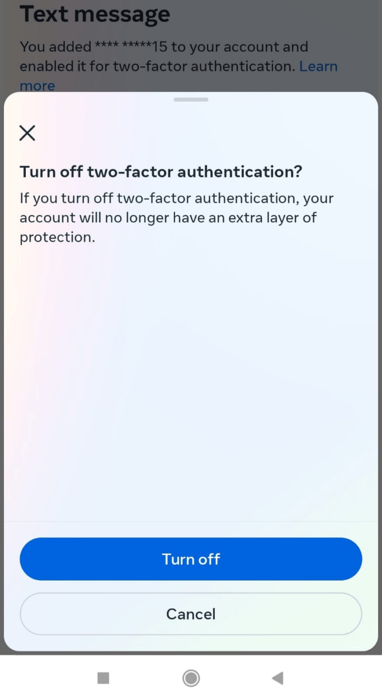 facebook 2 step authentication not working