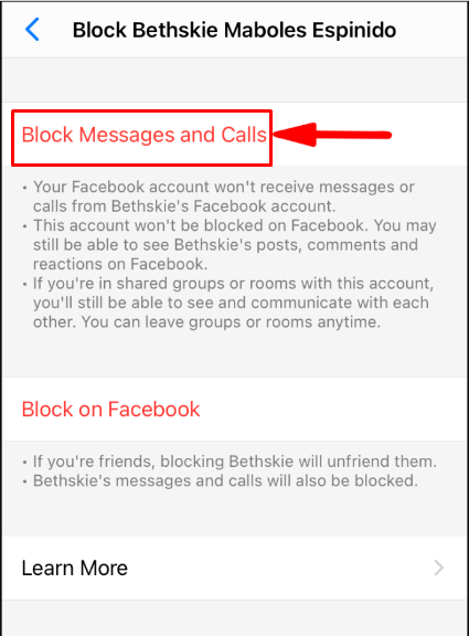 block calls and messages