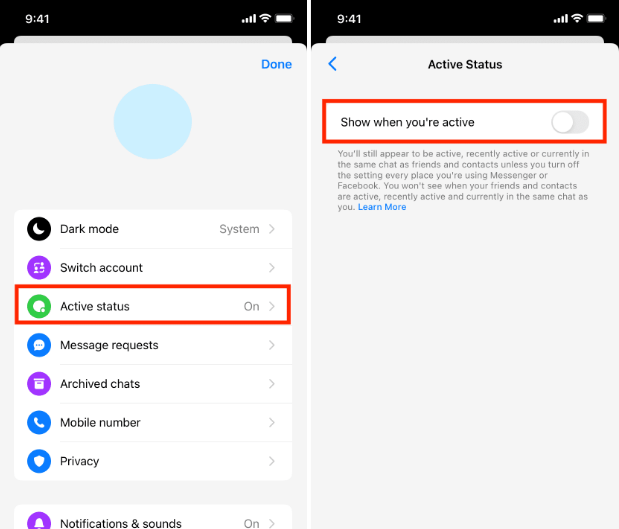click on active status