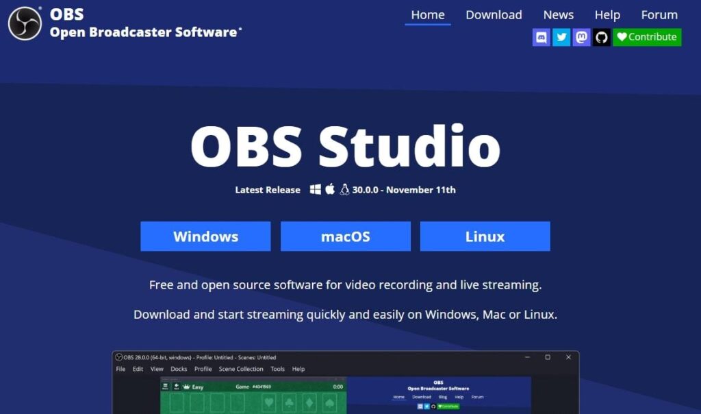obs studio live streaming tool