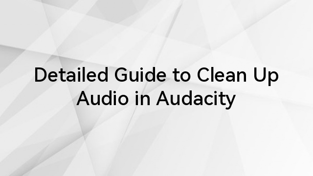 Detailed Guide to Clean Up Audio in Audacity