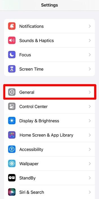 access the general settings