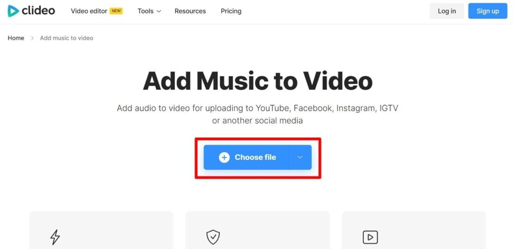 add video to clideo editor