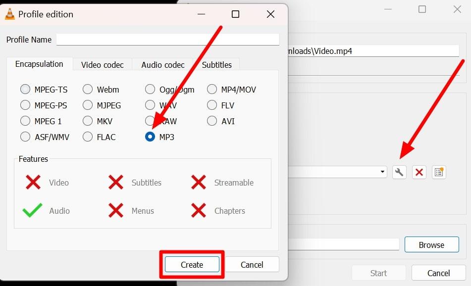 access profile settings to choose format 