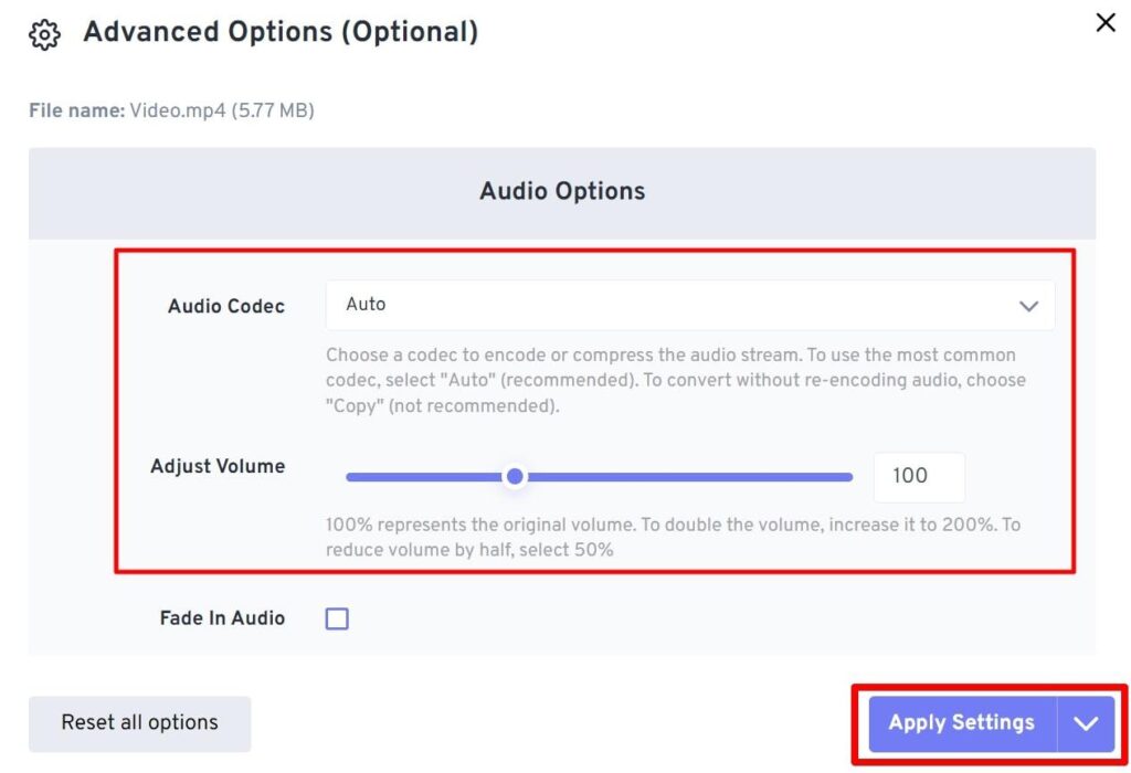 adjust advanced settings to optimize output
