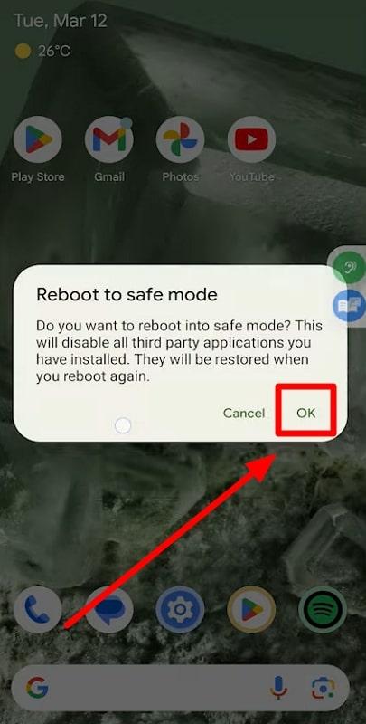 enter safe mode in mobile