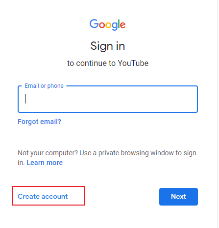 YouTube sign-in