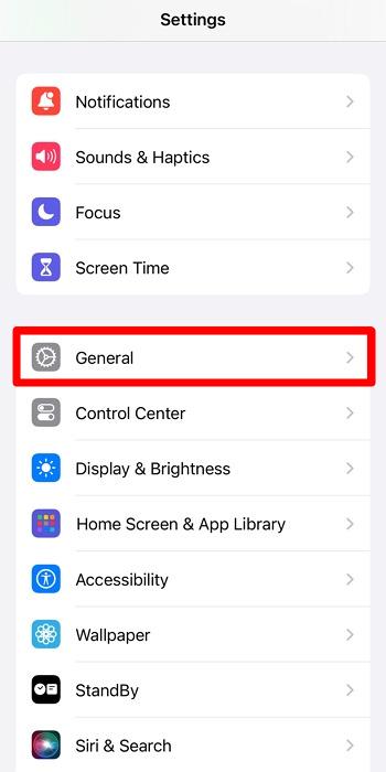 enter the general settings