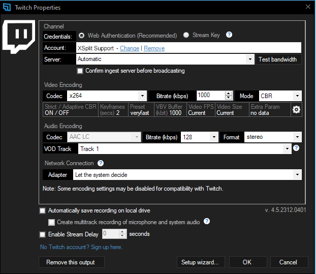 twitch audio bitrate