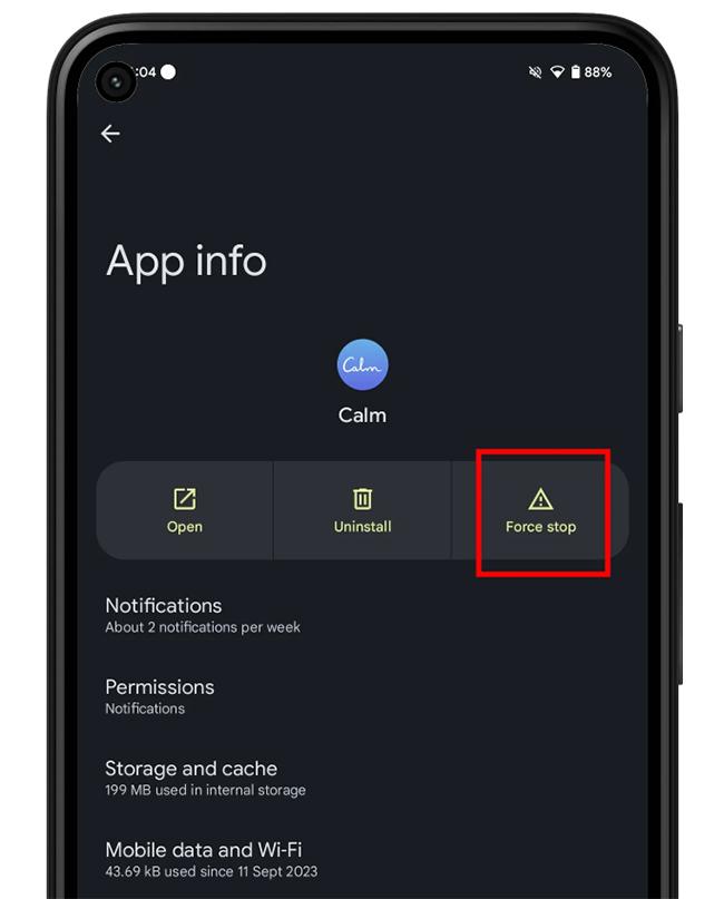 force stop app on android
