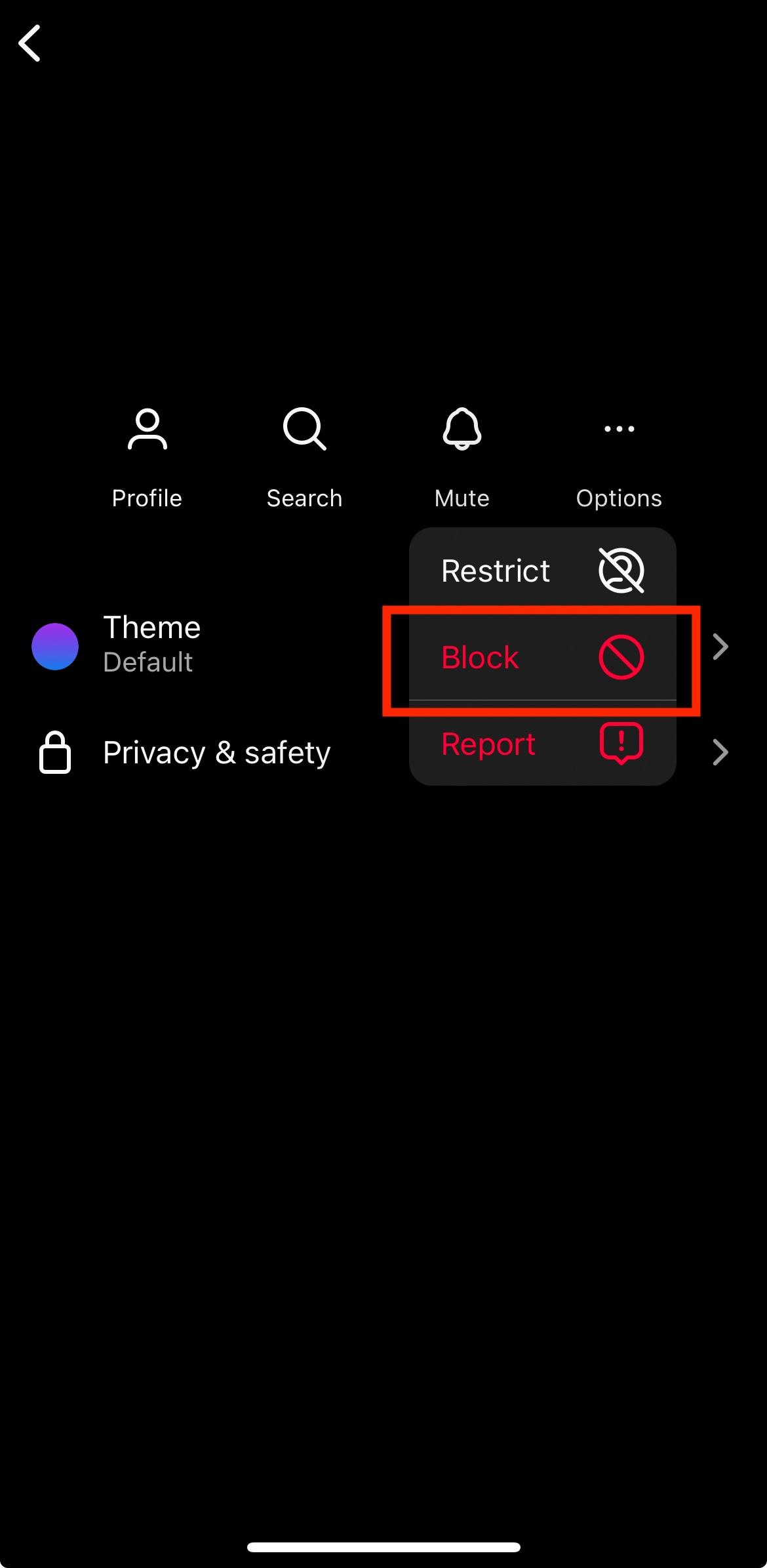 instagram block user